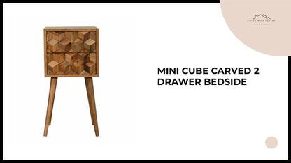 Mini Cube Carved 2 Drawer Bedside by@Outfy