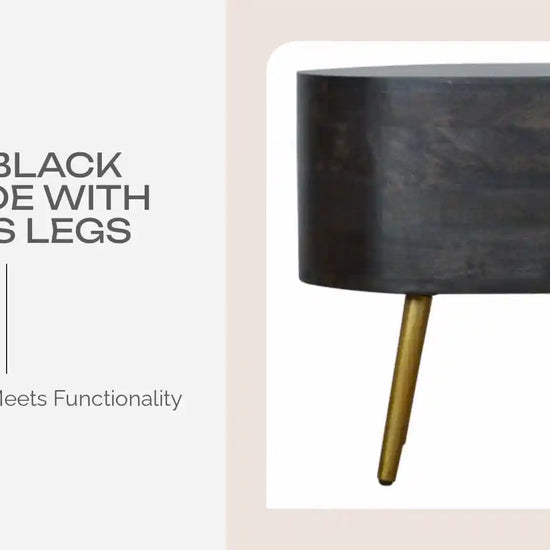 Ash Black Bedside with Brass Legs by@Outfy