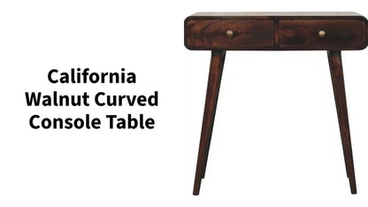 California Walnut Curved Console Table by@Outfy