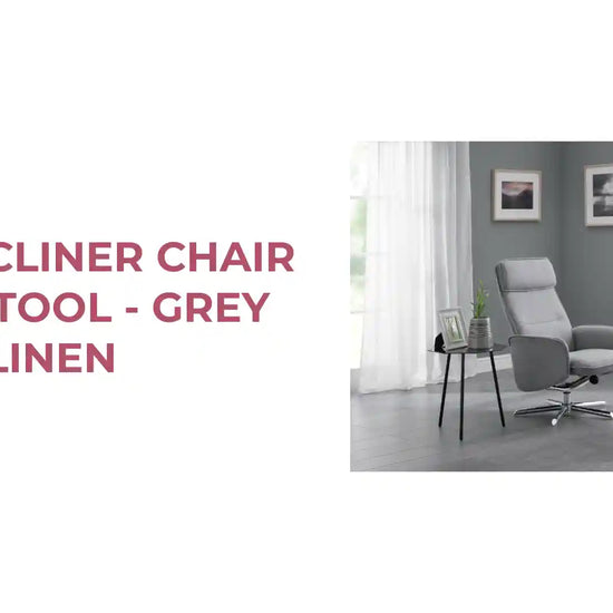 Aria Recliner Chair With Stool - Grey Linen by@Outfy