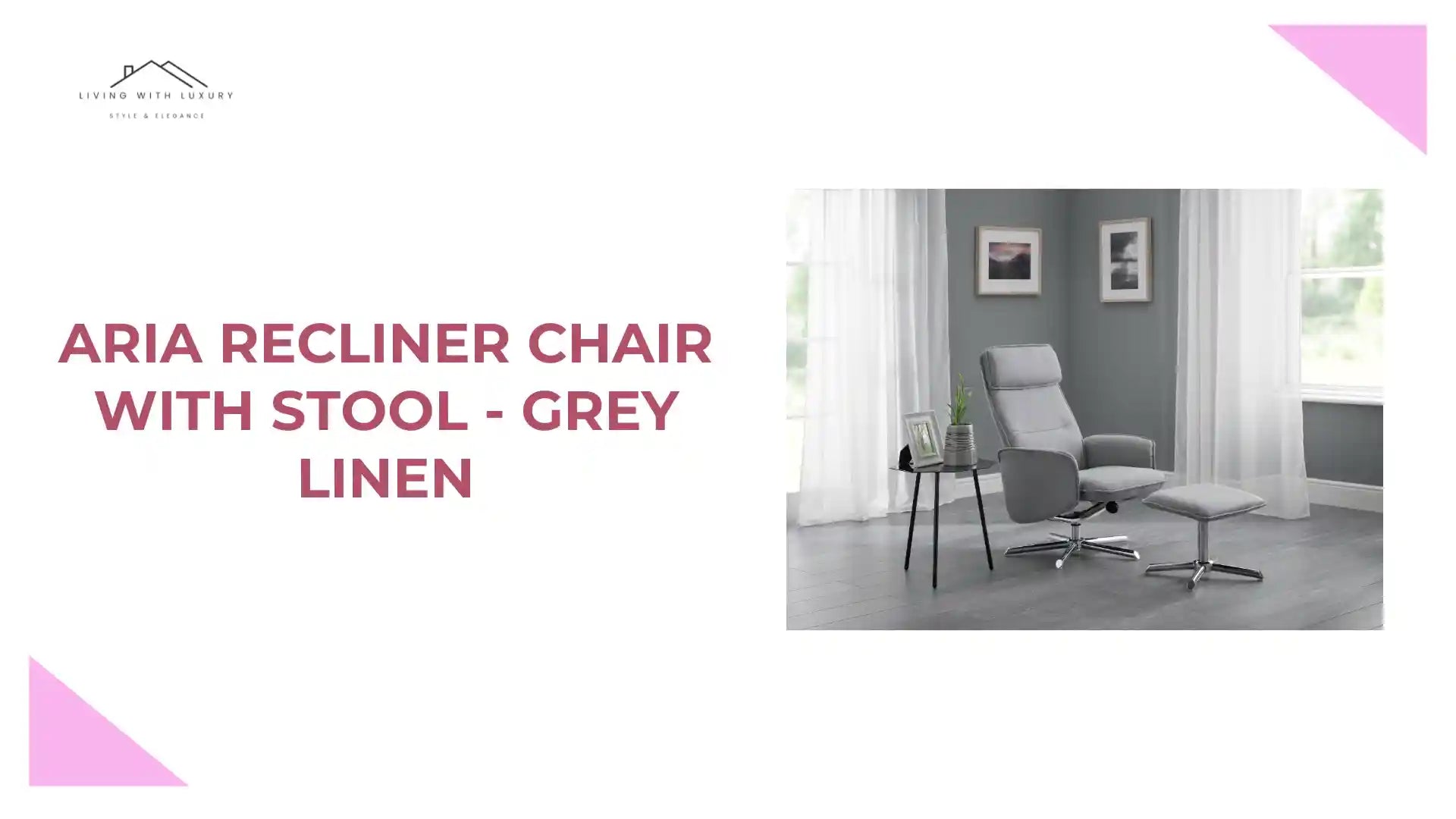 Aria Recliner Chair With Stool - Grey Linen by@Outfy