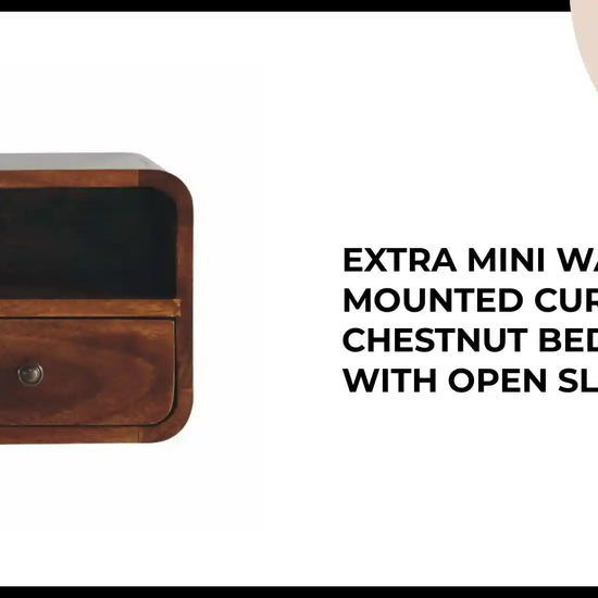 Extra Mini Wall Mounted Curved Chestnut Bedside with Open Slot by@Outfy