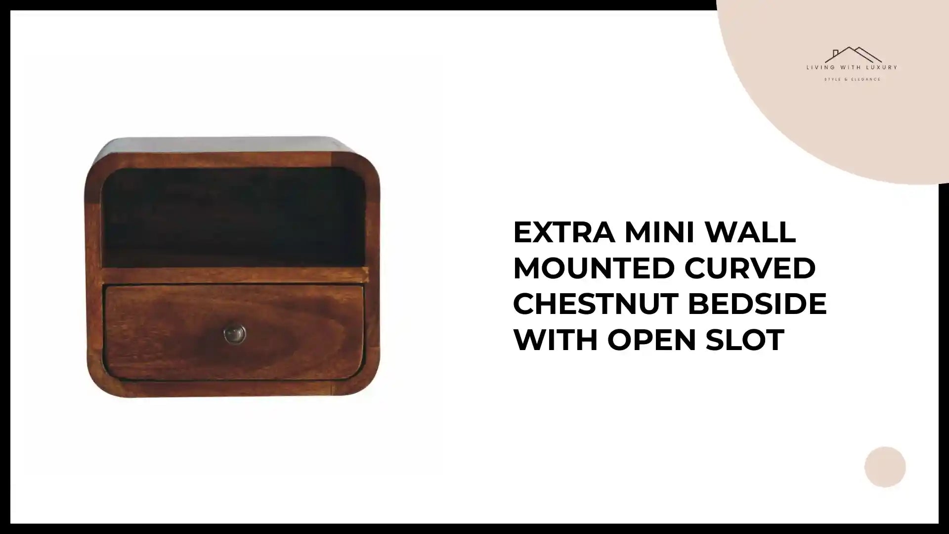 Extra Mini Wall Mounted Curved Chestnut Bedside with Open Slot by@Outfy