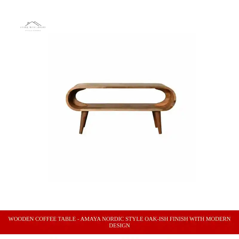 Wooden Coffee Table - Amaya Nordic Style Oak-Ish Finish with Modern Design by@Outfy