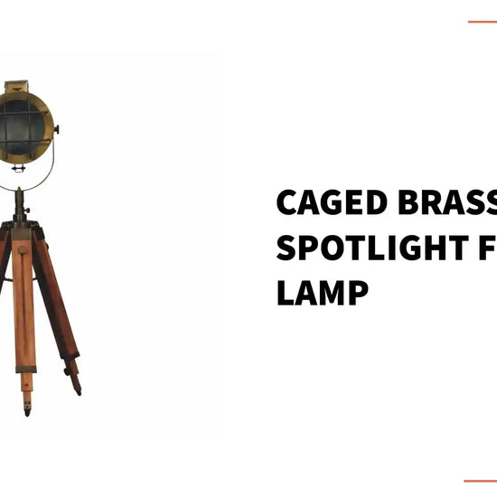 Caged Brass Spotlight Floor Lamp by@Outfy
