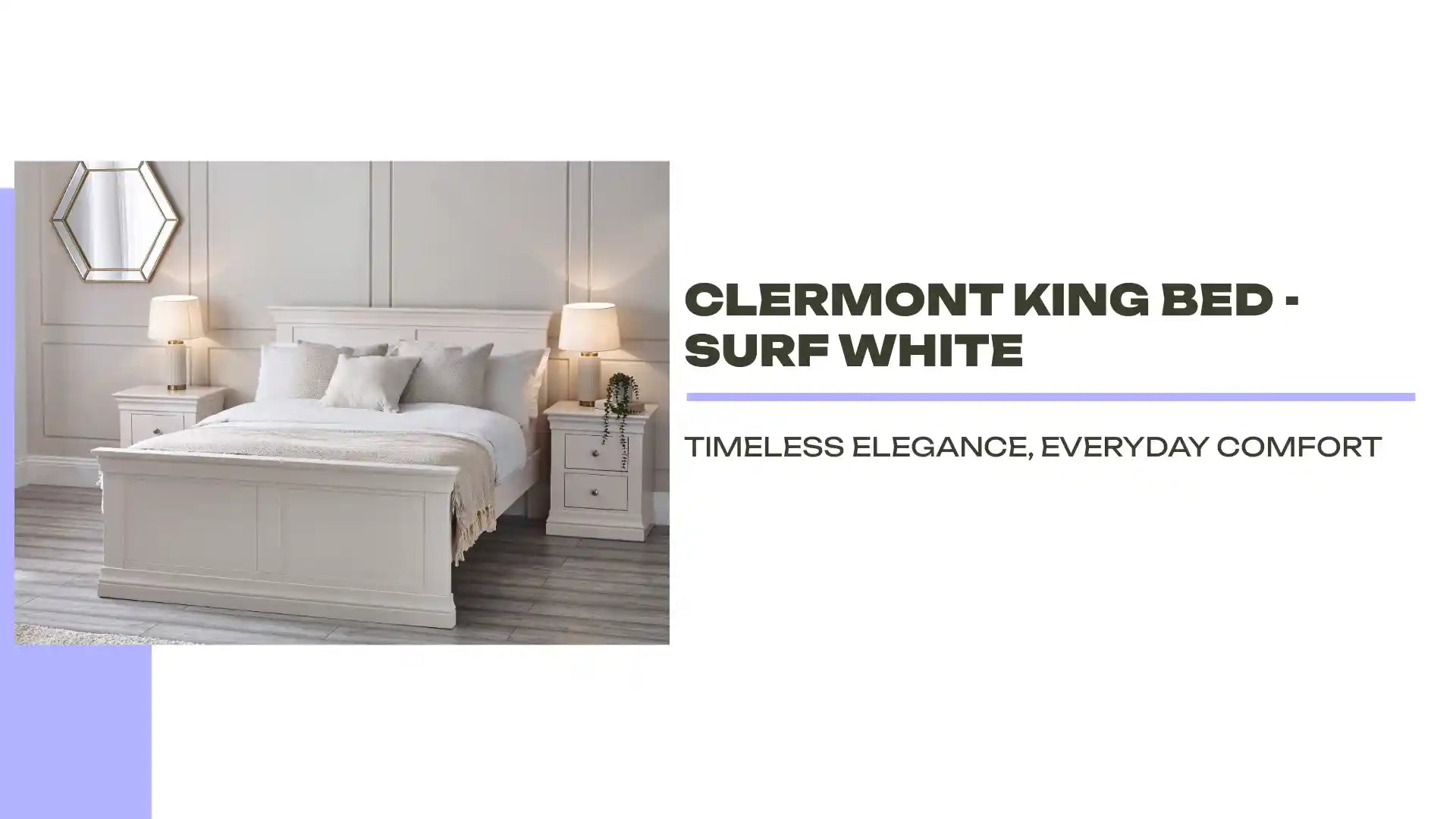 Clermont King Bed - Surf White by@Outfy