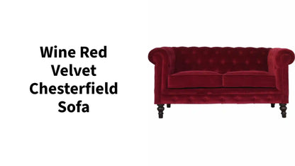 Wine Red Velvet Chesterfield Sofa by@Outfy