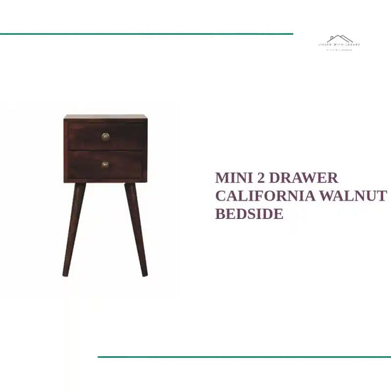 Mini 2 Drawer California Walnut Bedside by@Outfy