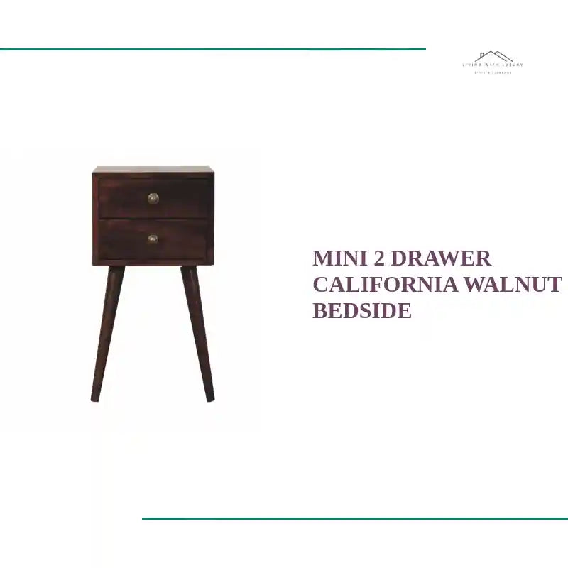 Mini 2 Drawer California Walnut Bedside by@Outfy
