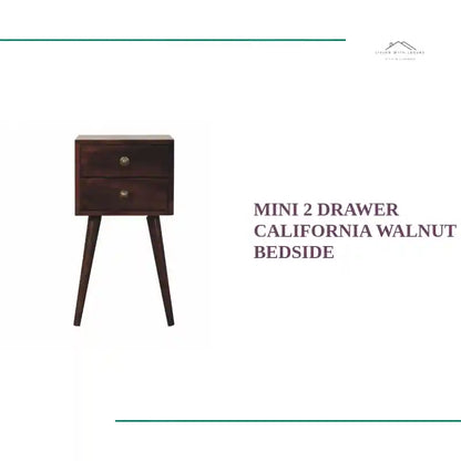Mini 2 Drawer California Walnut Bedside by@Outfy