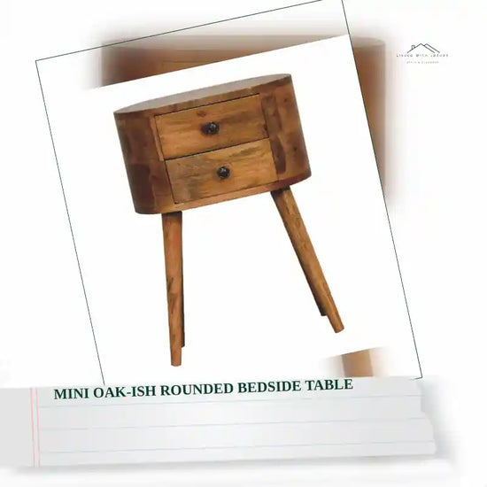 Mini Oak-ish Rounded Bedside Table by@Outfy