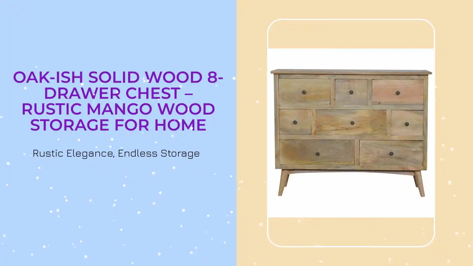 Oak-ish Solid Wood 8-Drawer Chest &ndash; Rustic Mango Wood Storage for Home by@Outfy