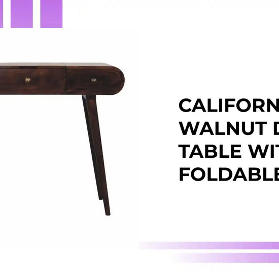 California Walnut Dressing Table with Foldable Mirror by@Outfy