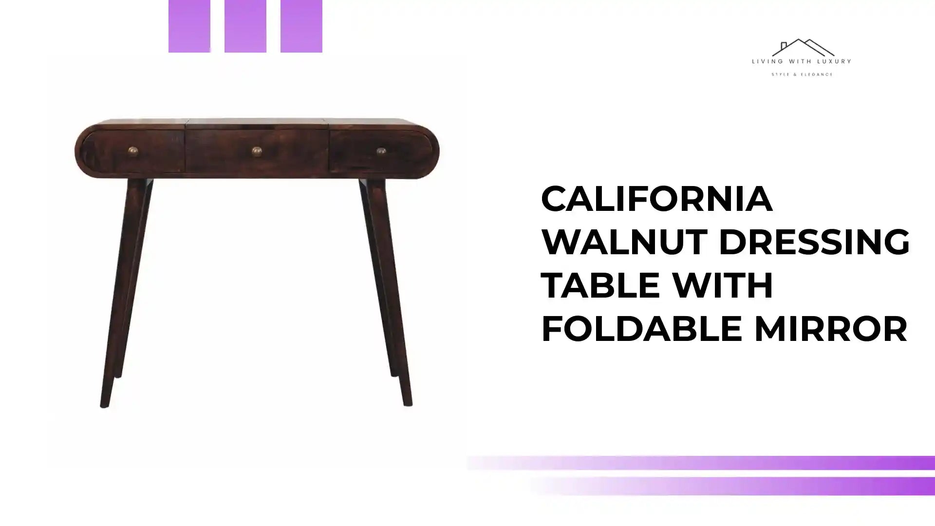 California Walnut Dressing Table with Foldable Mirror by@Outfy