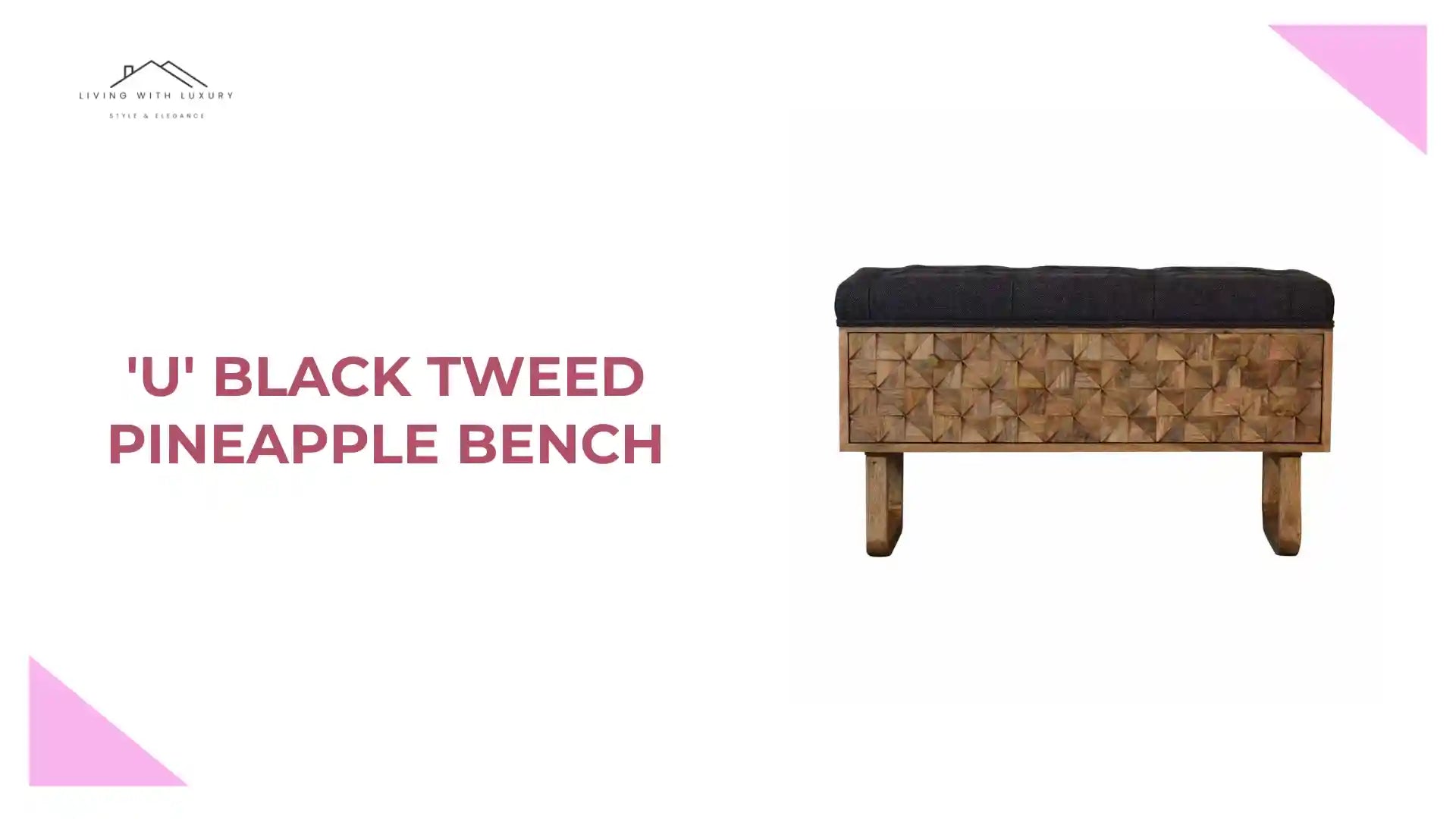 &#039;U&#039; Black Tweed Pineapple Bench by@Outfy