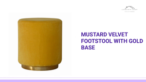 Mustard Velvet Footstool with Gold Base by@Outfy