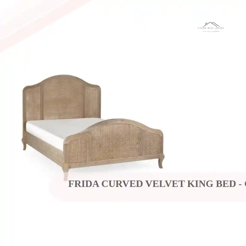 Frida Curved Velvet King Bed - Grey by@Outfy
