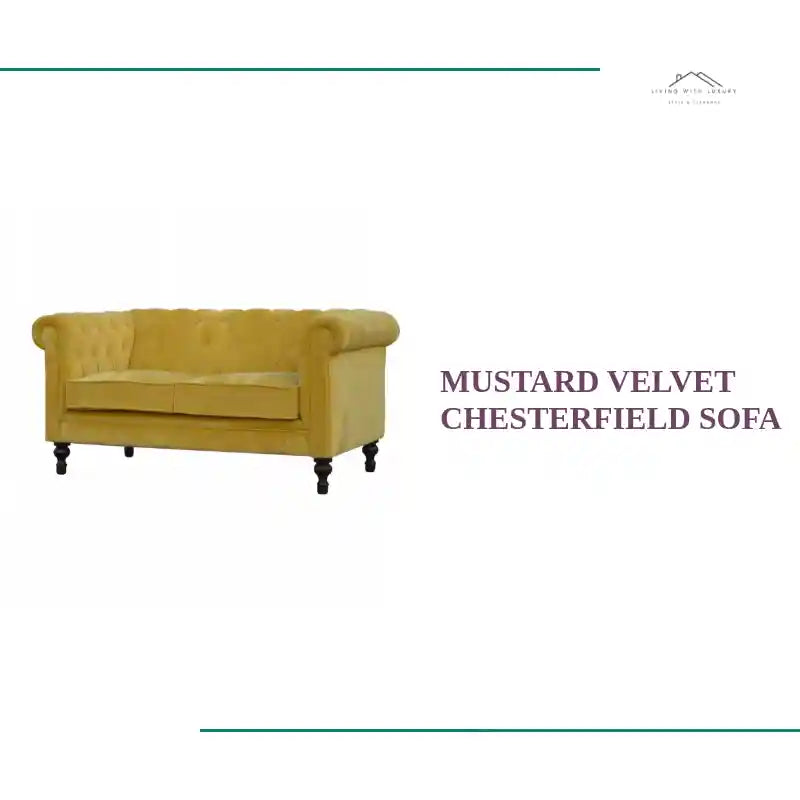 Mustard Velvet Chesterfield Sofa by@Outfy