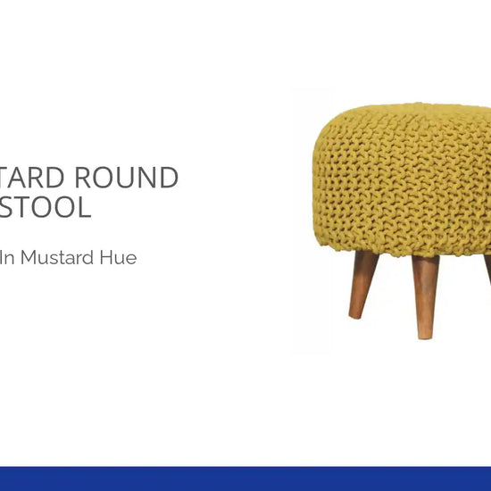 Keeva Mustard Round Footstool by@Outfy