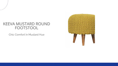 Keeva Mustard Round Footstool by@Outfy