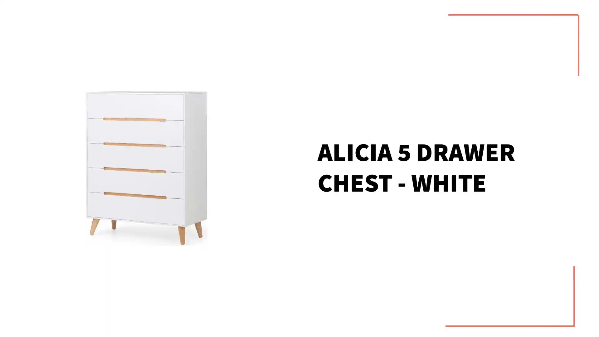 Alicia 5 Drawer Chest - White by@Outfy