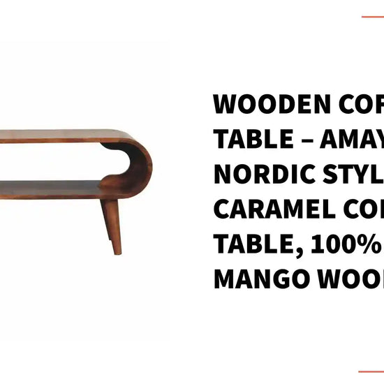 Wooden Coffee Table &ndash; Amaya Nordic Style Honey Caramel Coffee Table, 100% Solid Mango Wood by@Outfy
