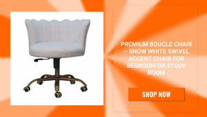 Premium Boucle Chair &ndash; Snow White Swivel Accent Chair for Bedroom or Study Room by@Outfy