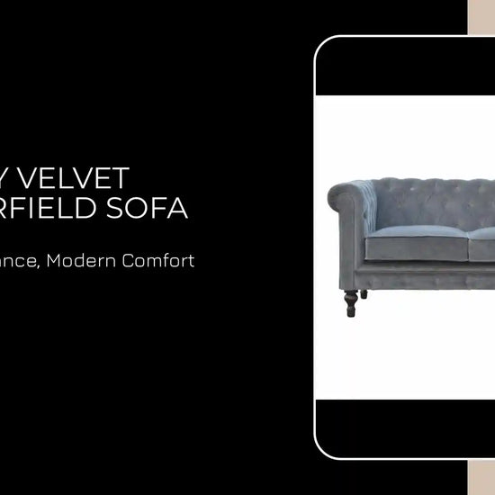 Grey Velvet Chesterfield Sofa by@Outfy