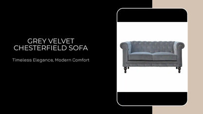 Grey Velvet Chesterfield Sofa by@Outfy