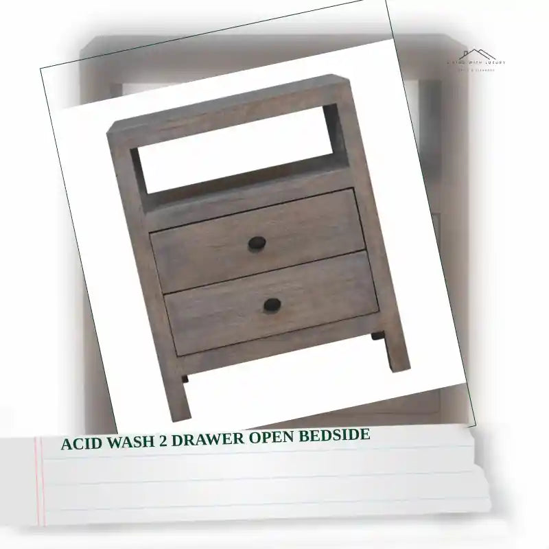 Acid Wash 2 Drawer Open Bedside by@Outfy