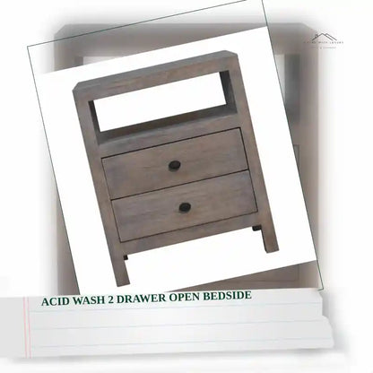 Acid Wash 2 Drawer Open Bedside by@Outfy