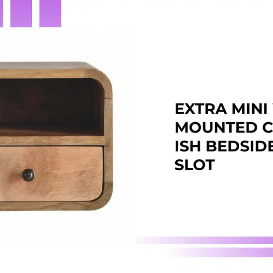 Extra Mini Wall Mounted Curved Oak-ish Bedside with Open Slot by@Outfy