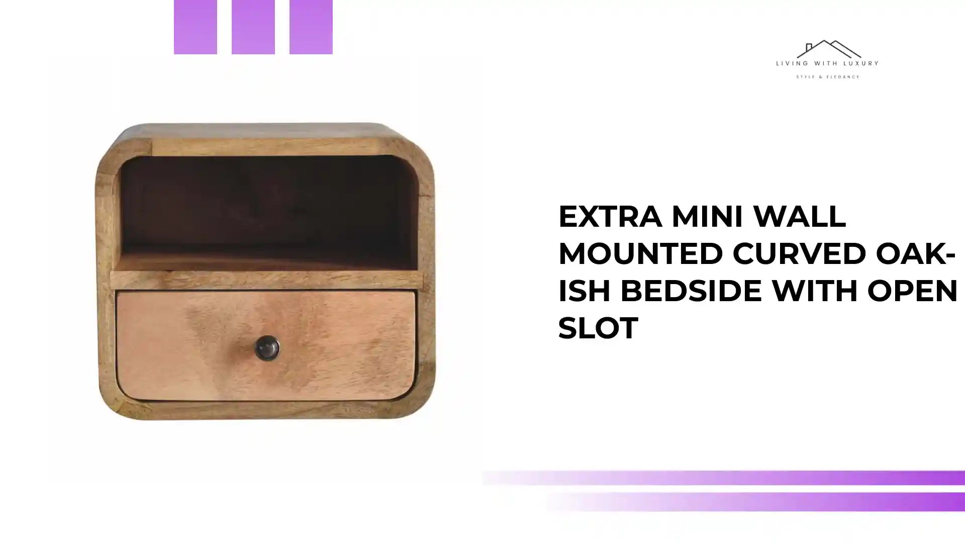 Extra Mini Wall Mounted Curved Oak-ish Bedside with Open Slot by@Outfy