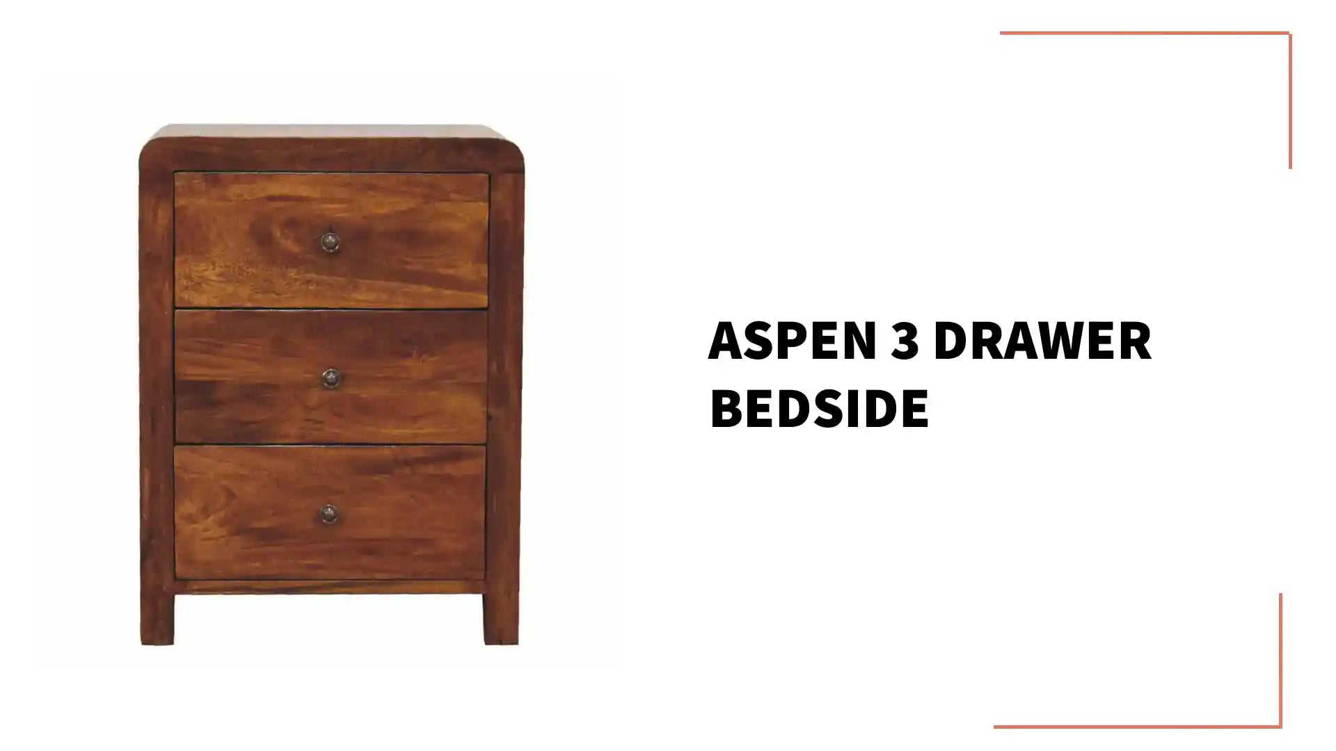Aspen 3 Drawer Bedside by@Outfy