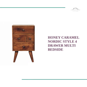 Honey Caramel Nordic Style 4 Drawer Multi Bedside by@Outfy