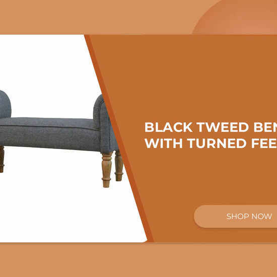 Black Tweed Bench with Turned Feet by@Outfy