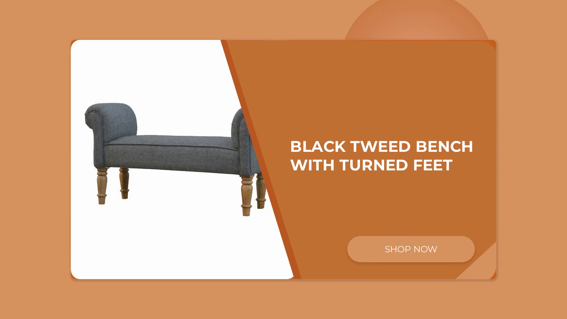 Black Tweed Bench with Turned Feet by@Outfy