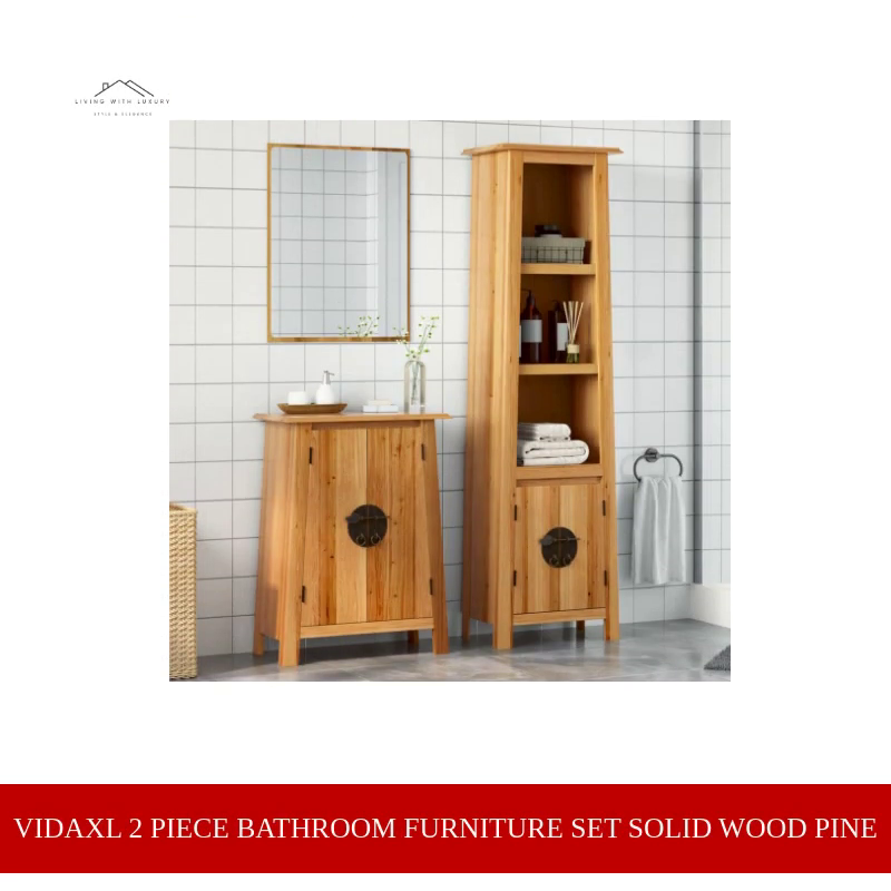 vidaXL 2 Piece Bathroom Furniture Set Solid Wood Pine by@Outfy