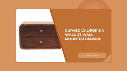 Curved California Walnut Wall Mounted Bedside by@Outfy