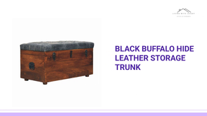 Black Buffalo hide leather Storage Trunk by@Outfy