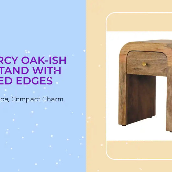 Mini Darcy Oak-ish Nightstand with Curved Edges by@Outfy