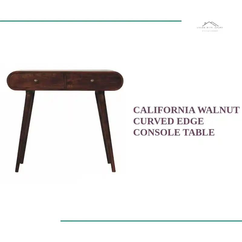 California Walnut Curved Edge Console Table by@Outfy