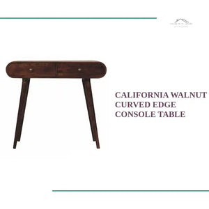 California Walnut Curved Edge Console Table by@Outfy