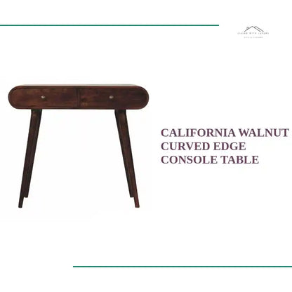 California Walnut Curved Edge Console Table by@Outfy