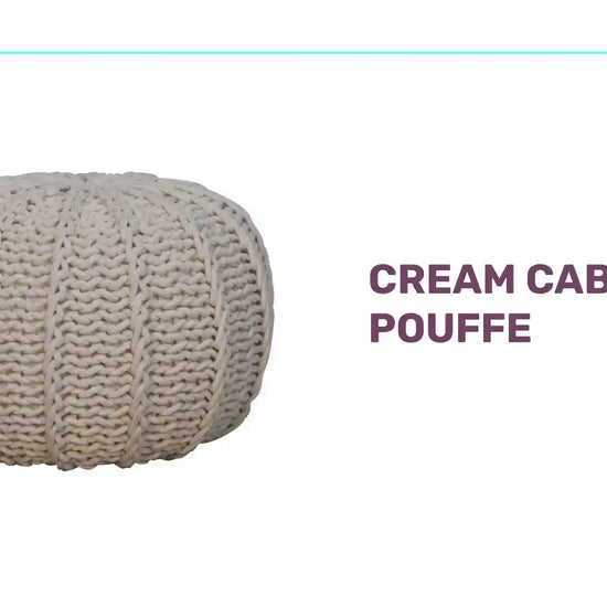 Cream Cable Pouffe by@Outfy