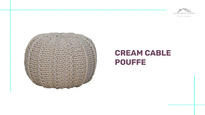 Cream Cable Pouffe by@Outfy