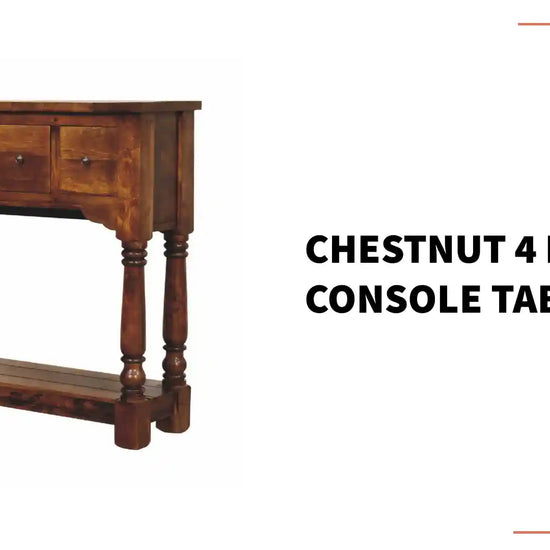 Chestnut 4 Drawer Console Table by@Outfy