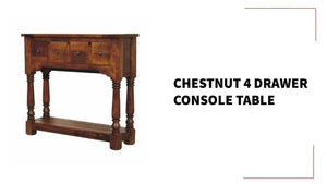 Chestnut 4 Drawer Console Table by@Outfy