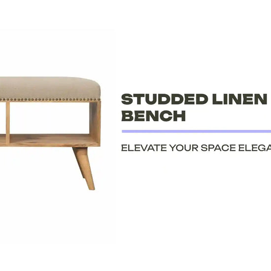 Studded Linen Open Bench by@Outfy