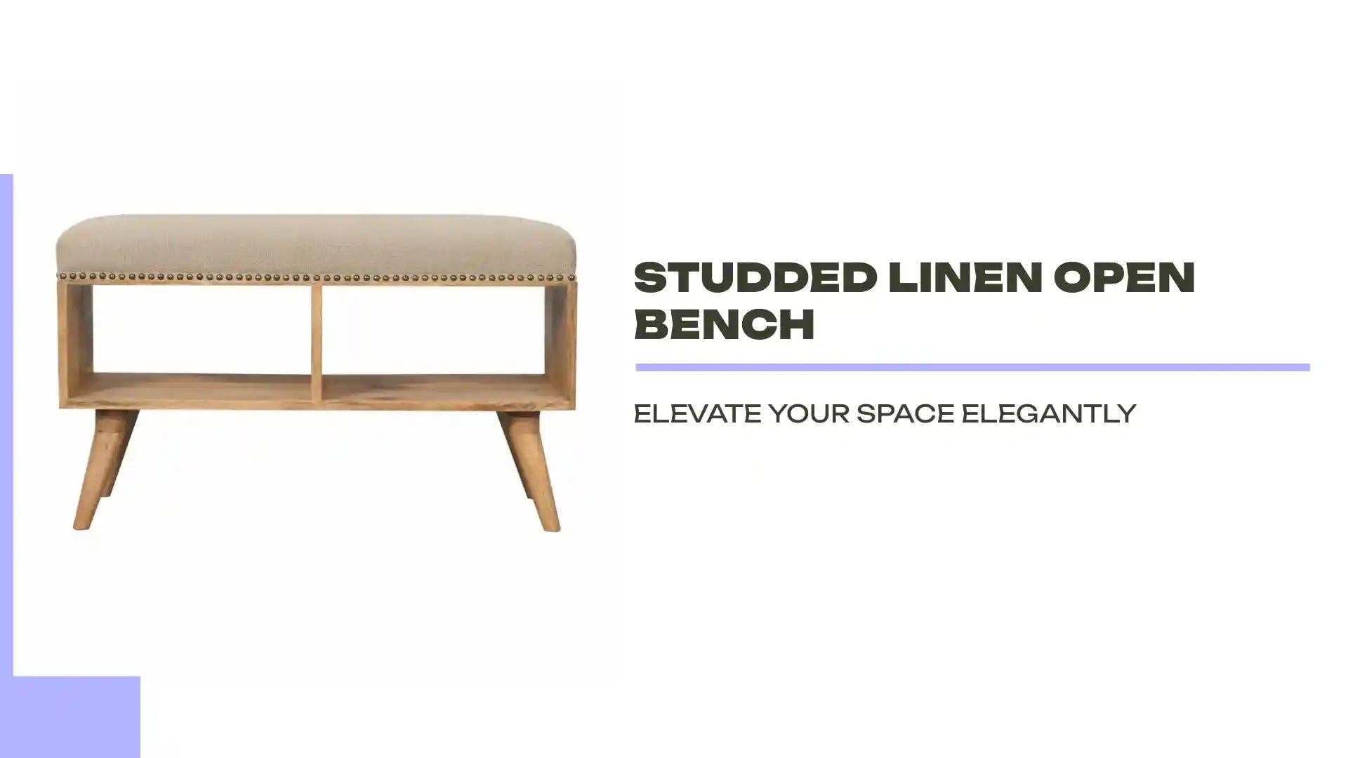Studded Linen Open Bench by@Outfy
